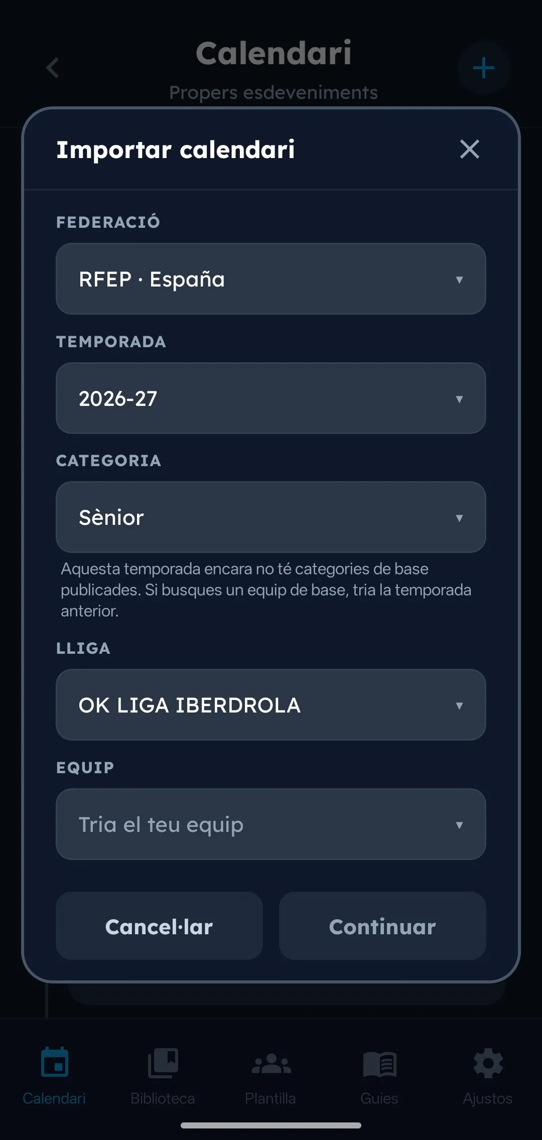 El calendario, de la federación