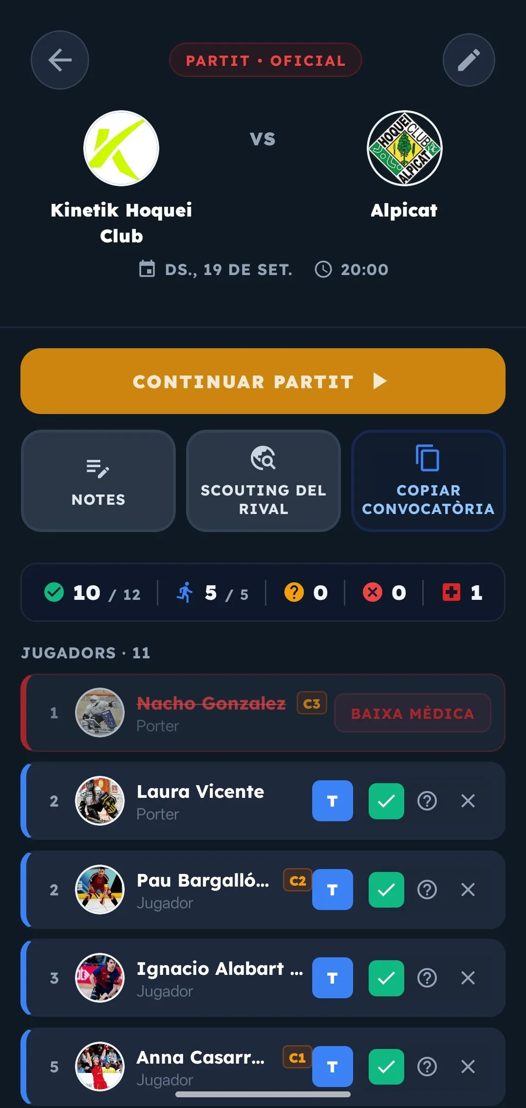 Prepara el partido