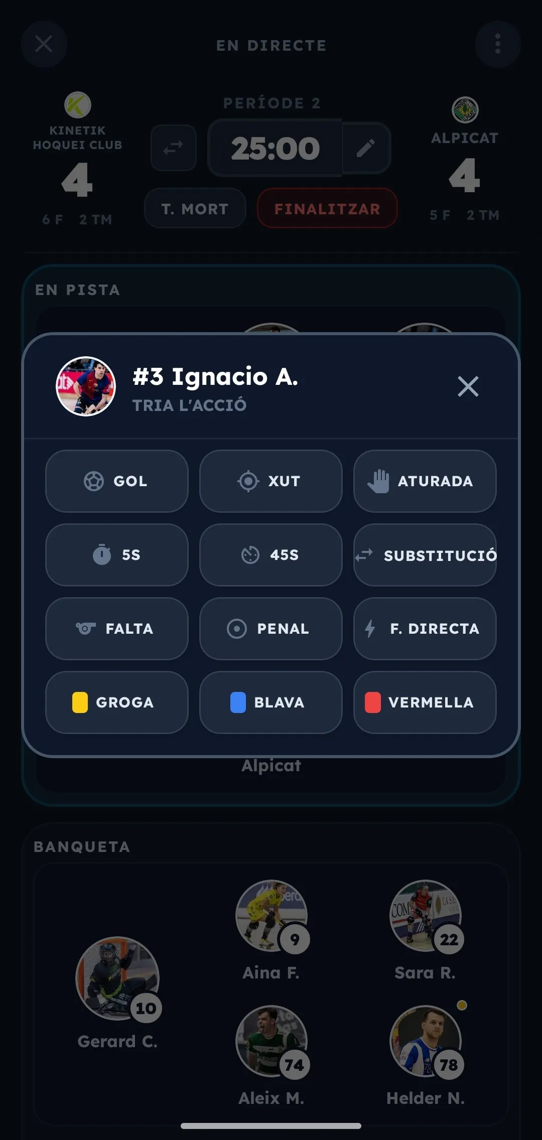 Un toque por acción
